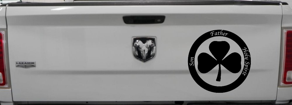 The Holy Trinity 3 Leaf Clover Christian Car or Truck Window Decal Sticker (Black)