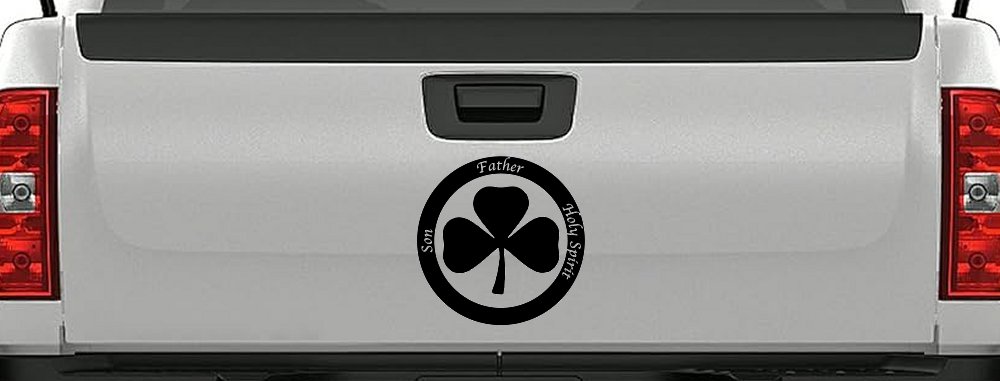 The Holy Trinity 3 Leaf Clover Christian Car or Truck Window Decal Sticker (Black)