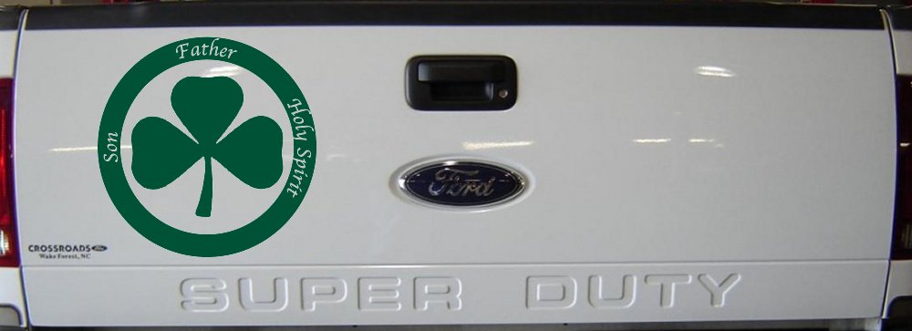 The Holy Trinity 3 Leaf Clover Christian Car or Truck Window Decal Sticker (Dark Green)