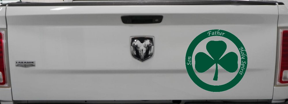 The Holy Trinity 3 Leaf Clover Christian Car or Truck Window Decal Sticker (Dark Green)