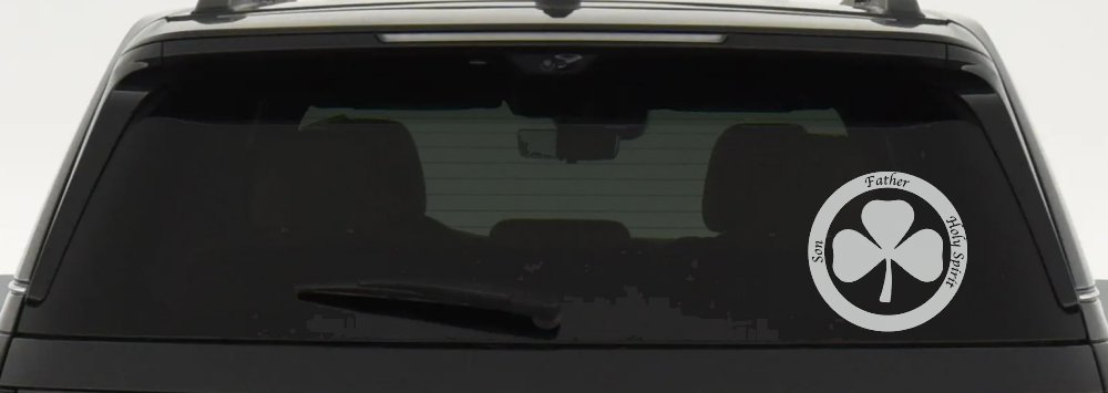The Holy Trinity 3 Leaf Clover Christian Car or Truck Window Decal Sticker (Light Gray)