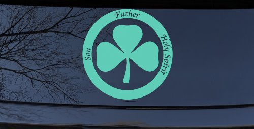 The Holy Trinity 3 Leaf Clover Christian Car or Truck Window Decal Sticker (Mint)