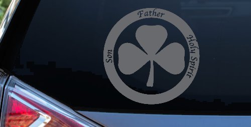 The Holy Trinity 3 Leaf Clover Christian Car or Truck Window Decal Sticker (Silver)