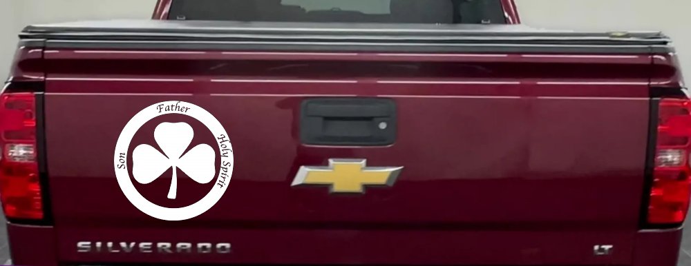 The Holy Trinity 3 Leaf Clover Christian Car or Truck Window Decal Sticker (White)