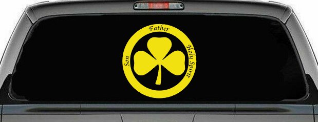 The Holy Trinity 3 Leaf Clover Christian Car or Truck Window Decal Sticker (Yellow)