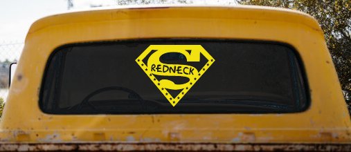 Super Redneck Country Car or Truck Window Decal Sticker (Yellow)