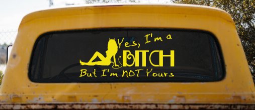 Yes I'm A Bitch But I'm Not Yours Funny Car or Truck Window Decal Sticker (Yellow)