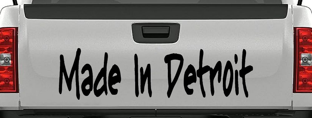 Made In Detroit Car or Truck Window Decal Sticker (Black)