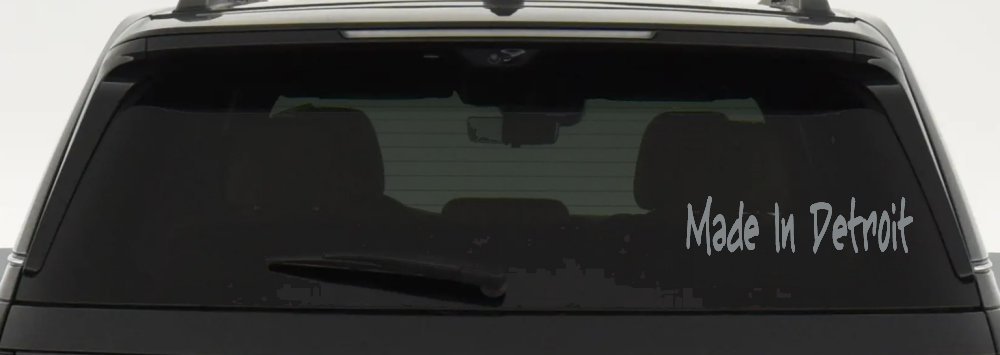 Made In Detroit Car or Truck Window Decal Sticker (Telegrey)