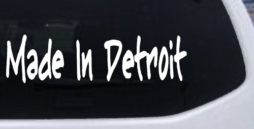 Made In Detroit Car or Truck Window Decal Sticker (White)
