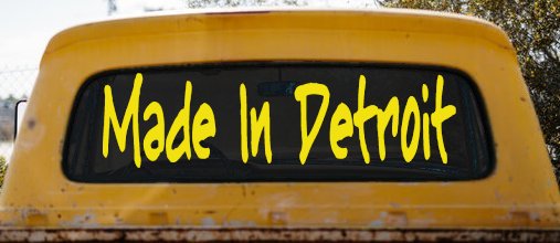 Made In Detroit Car or Truck Window Decal Sticker (Yellow)