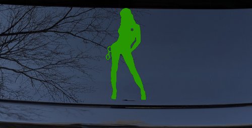 Sexy Police Woman Car or Truck Window Decal Sticker (Lime)