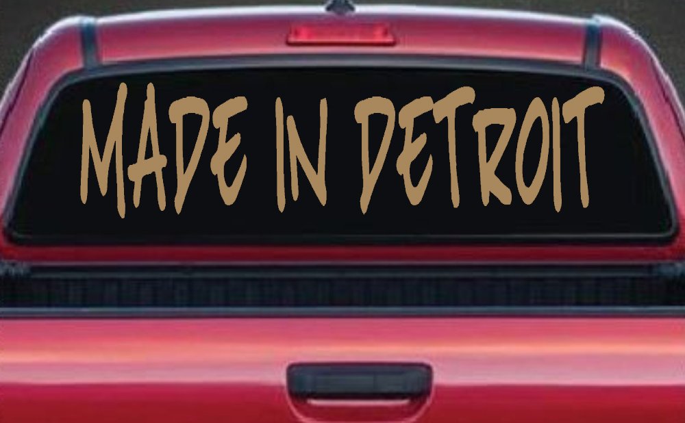 Made In Detroit Motor Sports Car or Truck Window Decal Sticker (Light Brown)