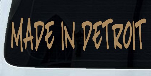 Made In Detroit Motor Sports Car or Truck Window Decal Sticker (Light Brown)