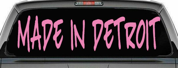 Made In Detroit Motor Sports Car or Truck Window Vinyl Decal Sticker (Pink)