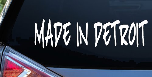 Made In Detroit Motor Sports Car or Truck Window Vinyl Decal Sticker (White)