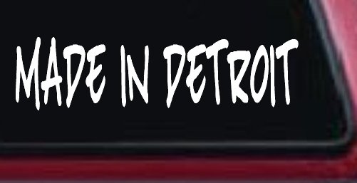 Made In Detroit Motor Sports Car or Truck Window Decal Sticker (White)