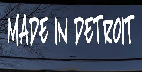 Made In Detroit Motor Sports Car or Truck Window Decal Sticker (White)