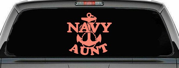 Navy Aunt Military Car or Truck Window Decal Sticker (Coral)