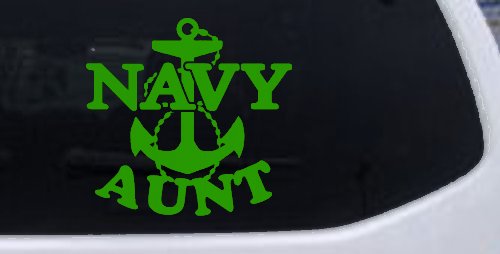 Navy Aunt Military Car or Truck Window Decal Sticker (Lime)