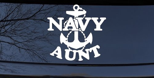 Navy Aunt Military Car or Truck Window Decal Sticker (White)