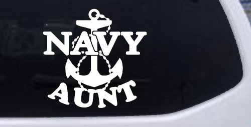 Navy Aunt Military Car or Truck Window Decal Sticker (White)