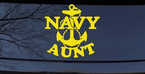 Navy Aunt Military Car or Truck Window Decal Sticker (Yellow)