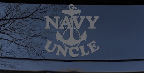 Navy Uncle Military Car or Truck Window Vinyl Decal Sticker (Silver)