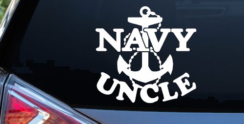Navy Uncle Military Car or Truck Window Vinyl Decal Sticker (White)
