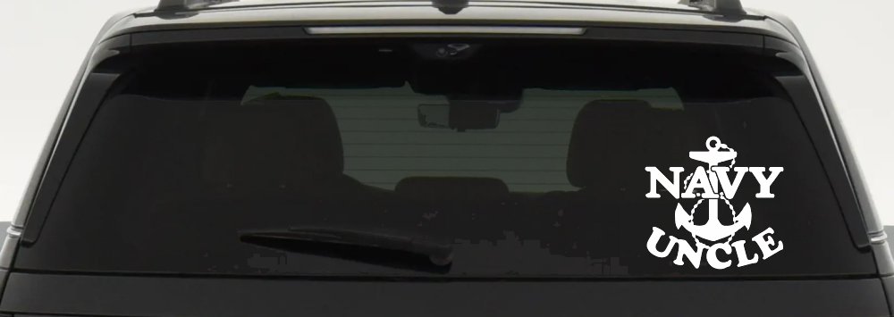 Navy Uncle Military Car or Truck Window Vinyl Decal Sticker (White)