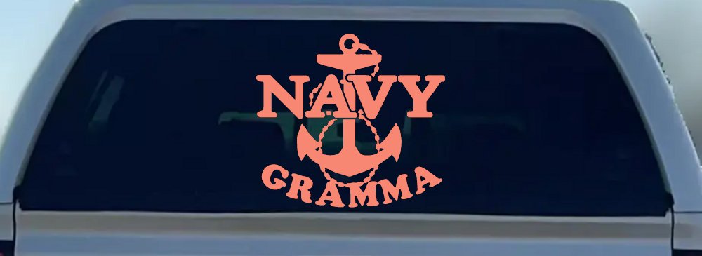 Navy Gramma Military Car or Truck Window Decal Sticker (Coral)