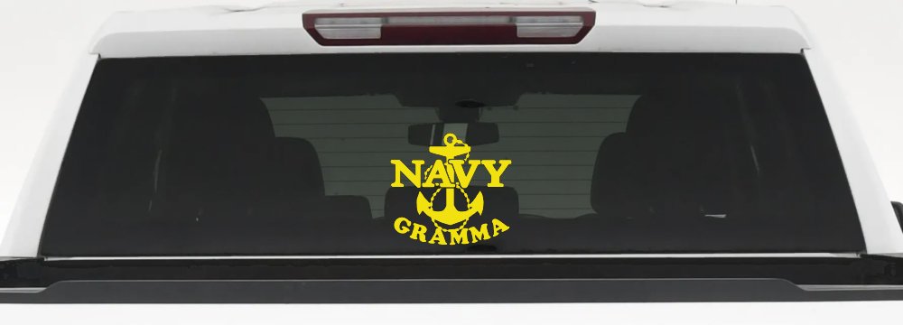 Navy Gramma Military Car or Truck Window Vinyl Decal Sticker (Yellow)