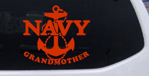Navy Grandmother Military Car or Truck Window Vinyl Decal Sticker (Orange Red)