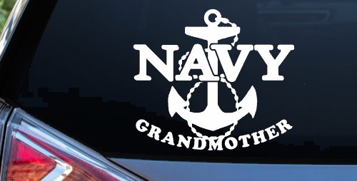 Navy Grandmother Military Car or Truck Window Vinyl Decal Sticker (White)