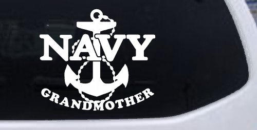 Navy Grandmother Military Car or Truck Window Decal Sticker (White)