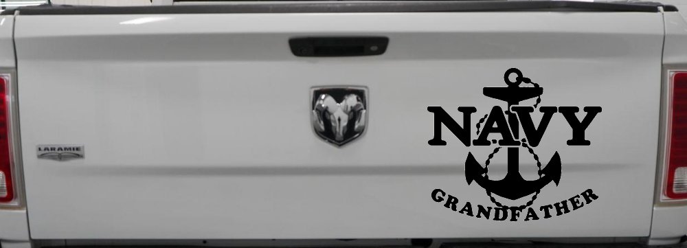 Navy Grandfather Military Car or Truck Window Vinyl Decal Sticker (Black)