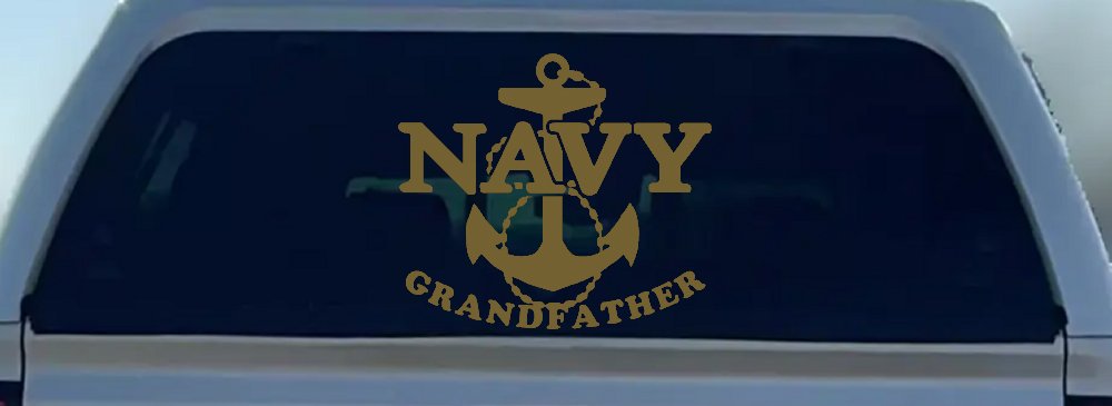 Navy Grandfather Military Car or Truck Window Decal Sticker (Gold)