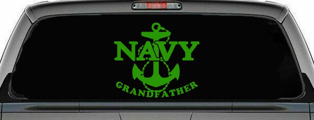 Navy Grandfather Military Car or Truck Window Decal Sticker (Lime)
