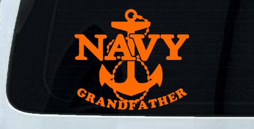 Navy Grandfather Military Car or Truck Window Decal Sticker (Orange)