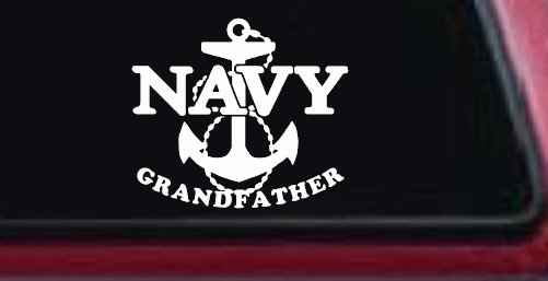 Navy Grandfather Military Car or Truck Window Vinyl Decal Sticker (White)