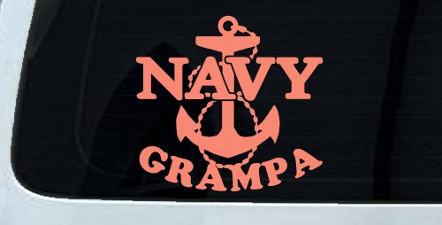 Navy Grampa Military Car or Truck Window Vinyl Decal Sticker (Coral)
