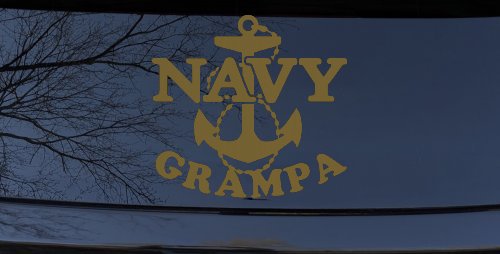 Navy Grampa Military Car or Truck Window Vinyl Decal Sticker (Gold)