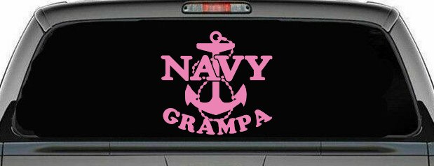 Navy Grampa Military Car or Truck Window Vinyl Decal Sticker (Pink)
