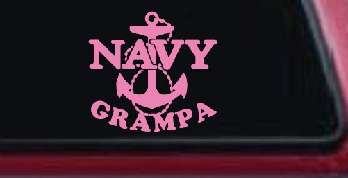 Navy Grampa Military Car or Truck Window Vinyl Decal Sticker (Pink)