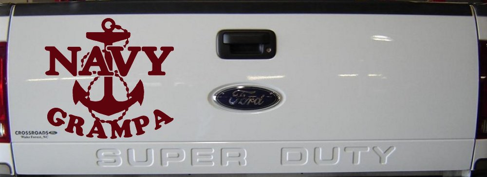 Navy Grampa Military Car or Truck Window Vinyl Decal Sticker (Purple Red)