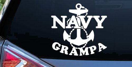Navy Grampa Military Car or Truck Window Vinyl Decal Sticker (White)