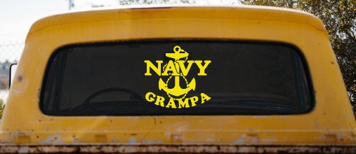 Navy Grampa Military Car or Truck Window Vinyl Decal Sticker (Yellow)
