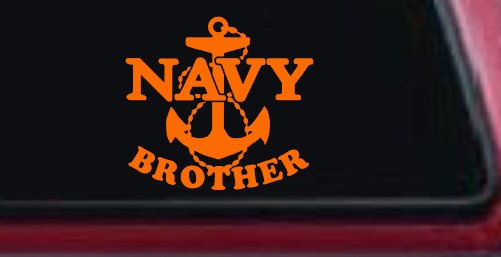 Navy Brother Military Car or Truck Window Vinyl Decal Sticker (Orange)