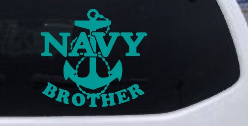 Navy Brother Military Car or Truck Window Decal Sticker (Turquoise)