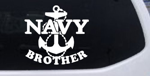 Navy Brother Military Car or Truck Window Decal Sticker (White)